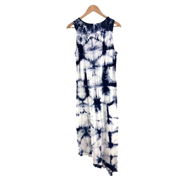 Fresh Produce Navy Blue Tie-Dye Adaria Asymmetric Maxi Dress Size L Tivoli Aria - Picture 3 of 10
